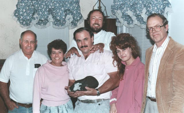 Peekskill Meteorite - Chevy Malibu 4 - Knapp family with the meteorite 1992