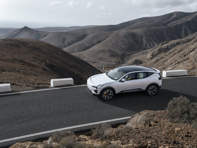 Polestar 3 high angle side driving action