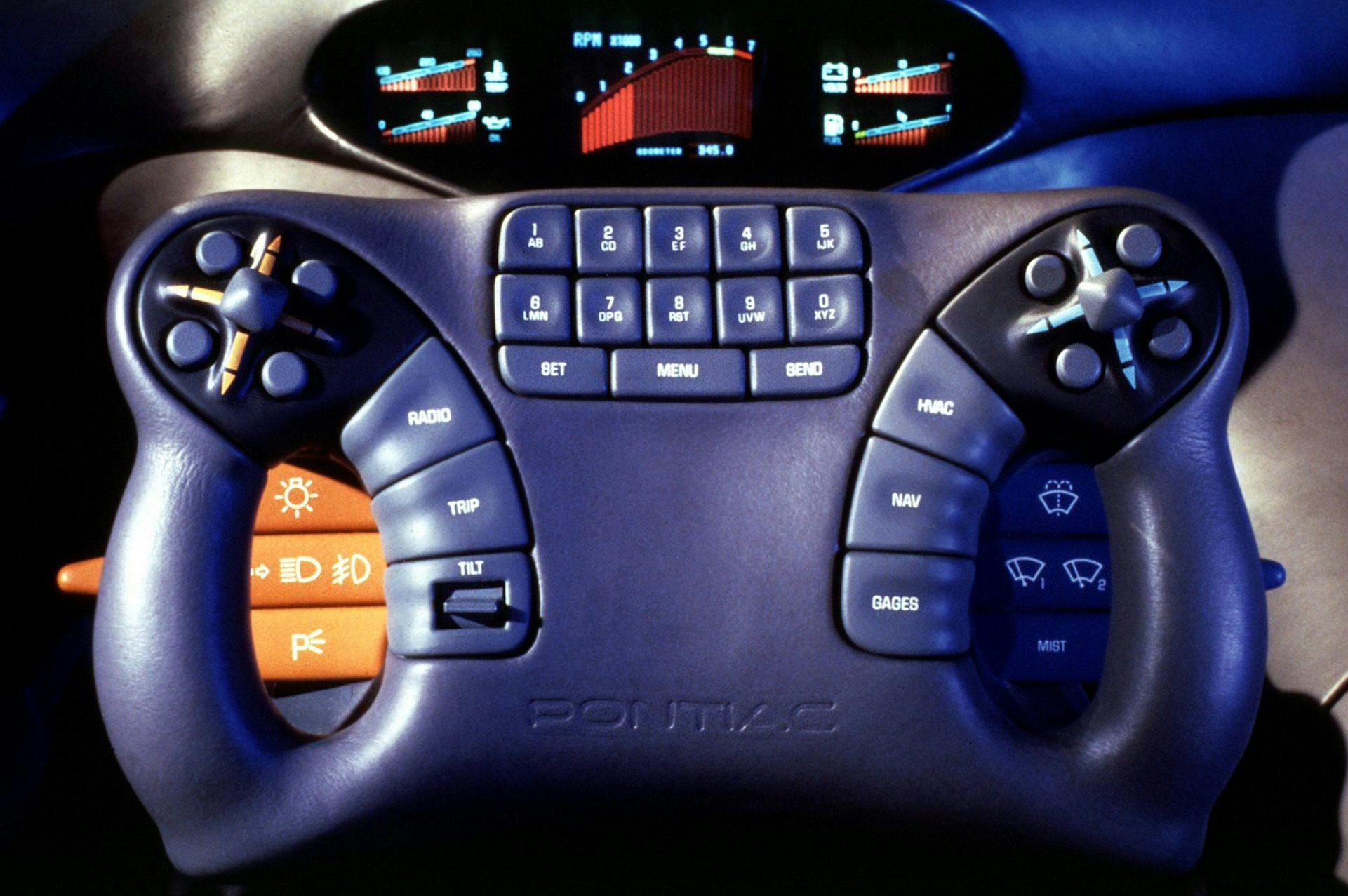Pontiac Pursuit concept car interior steering wheel closeup
