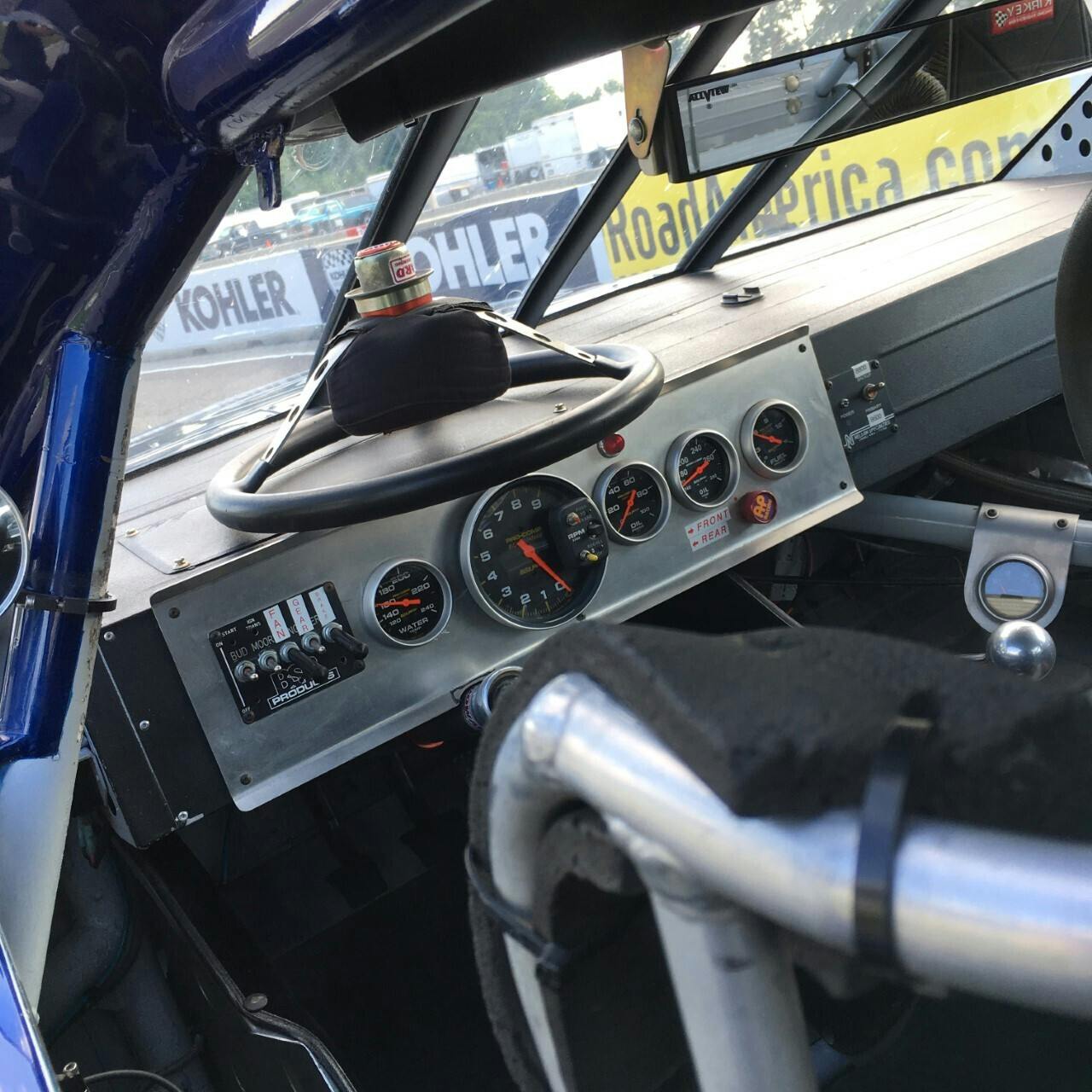 race car interior steering wheel detached