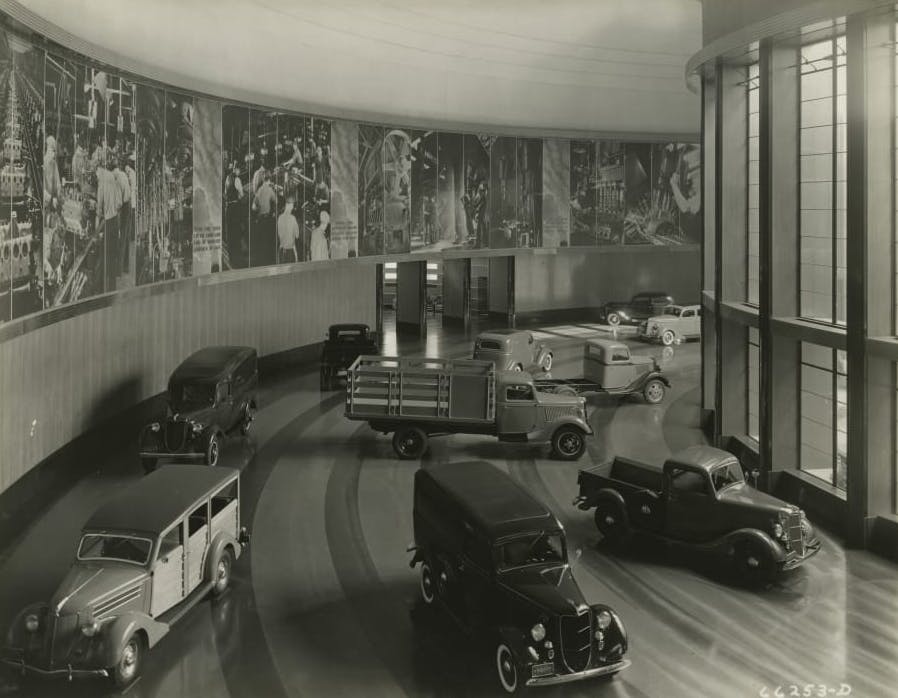 Ford Rotunda interior hall car display
