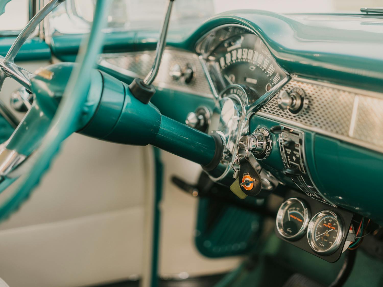 1955 Bel Air Nomad interior steering column ignition