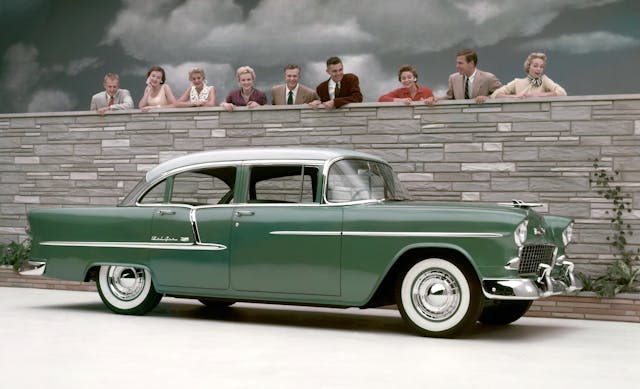 1955 Chevrolet Bel Air Convertible green front three-quarter