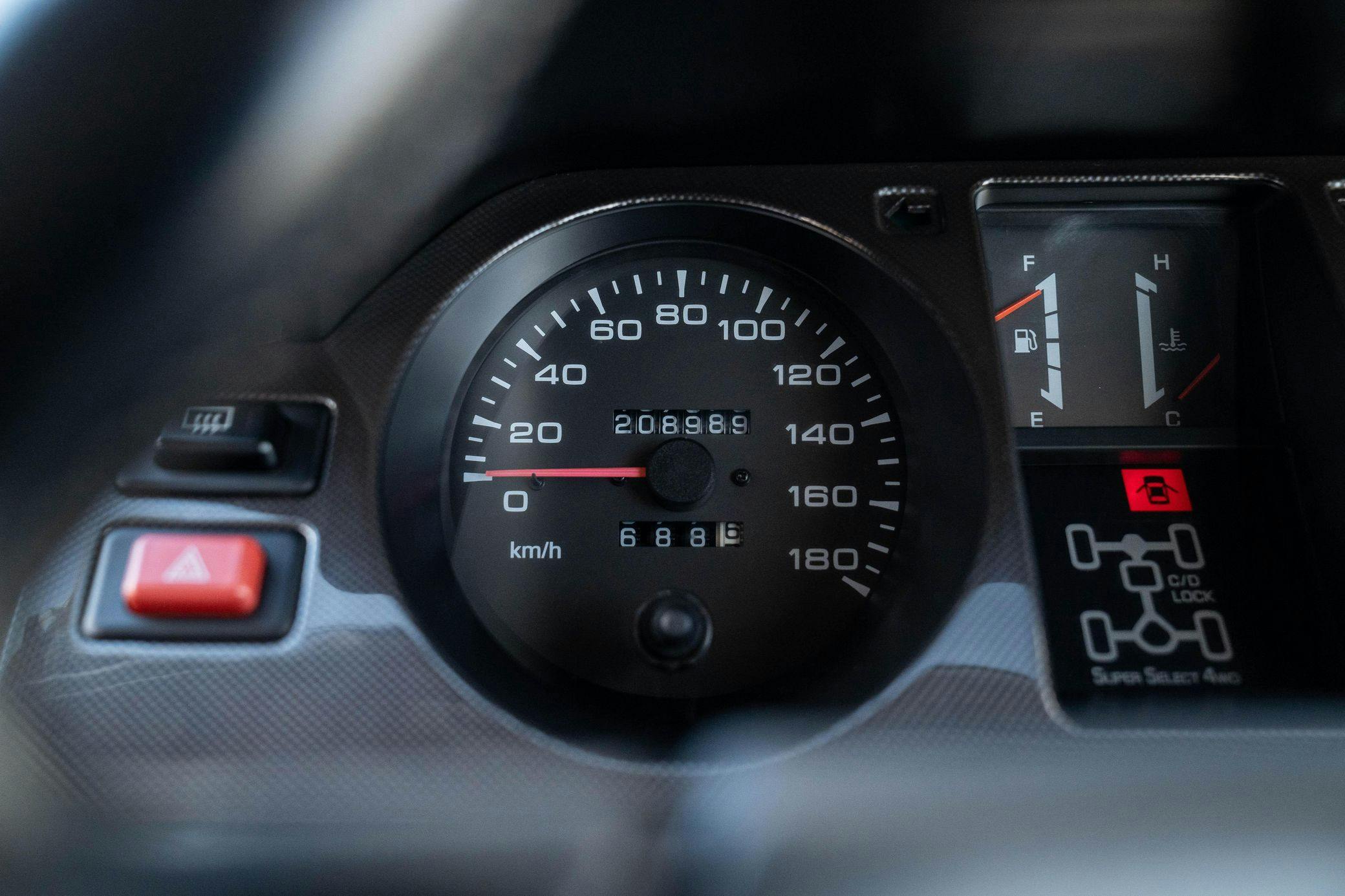 1997 Mitsubishi Pajero Evolution interior odometer and gauge cluster