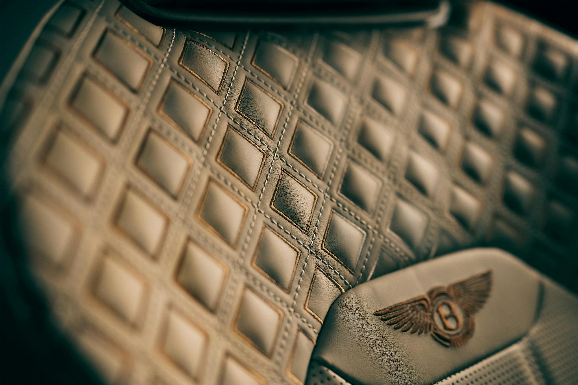 Bentley Bentayga Odyssean seat diamond stitching detail