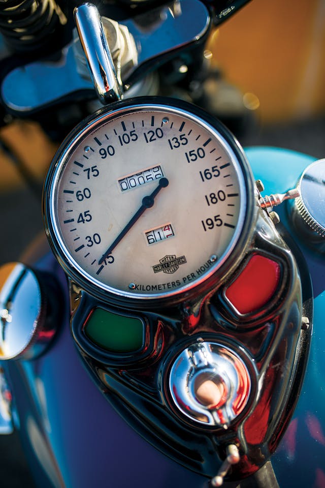 Harley-Davidson Knucklehead speedometer gauge closeup