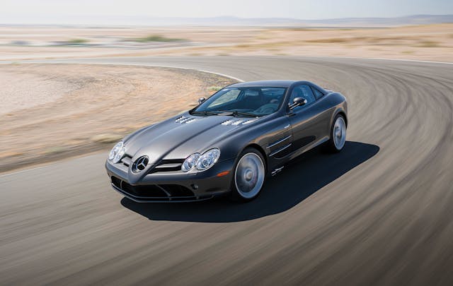 Mercedes-Benz SLR McLaren front three-quarter cornering action