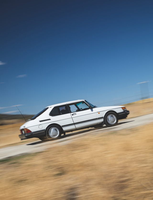 Saab 900 Turbo side driving action vertical