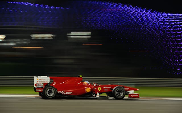 Fernando Alonso of Spain and Ferrari drives during the Abu Dhabi Formula One Grand Prix 2010