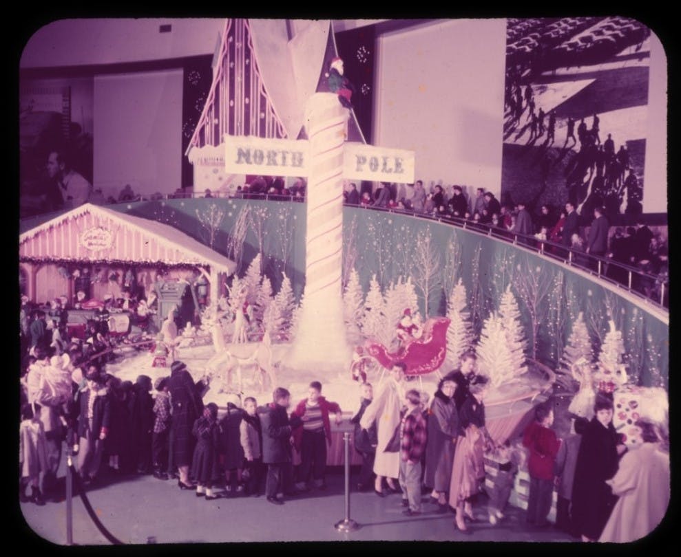 Ford Rotunda - 1957 Christmas - Kids waiting in line for Santa