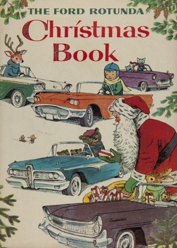 Ford Rotunda - 1958 Christmas book for kids with Ford cars on front
