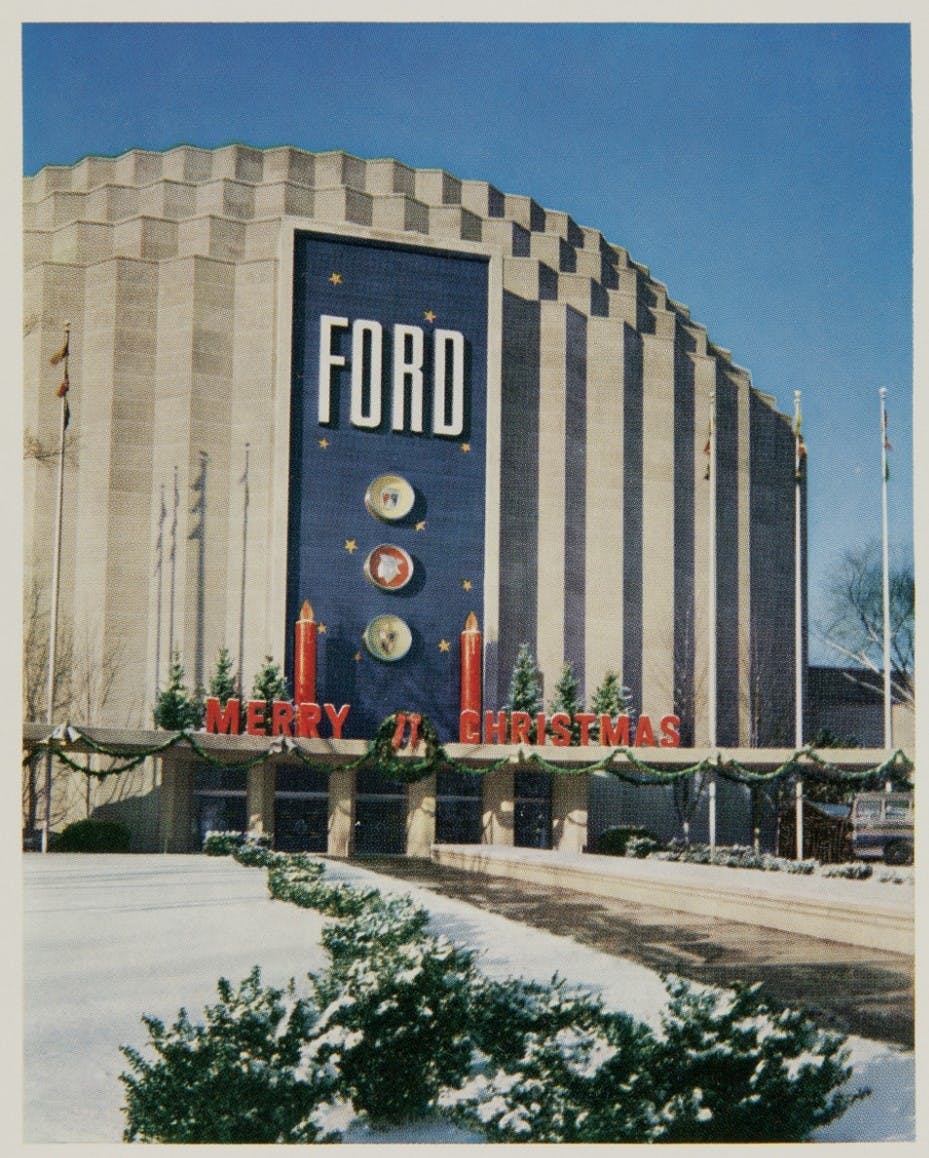 Ford Rotunda - Main entrance - Christmas late 1950s