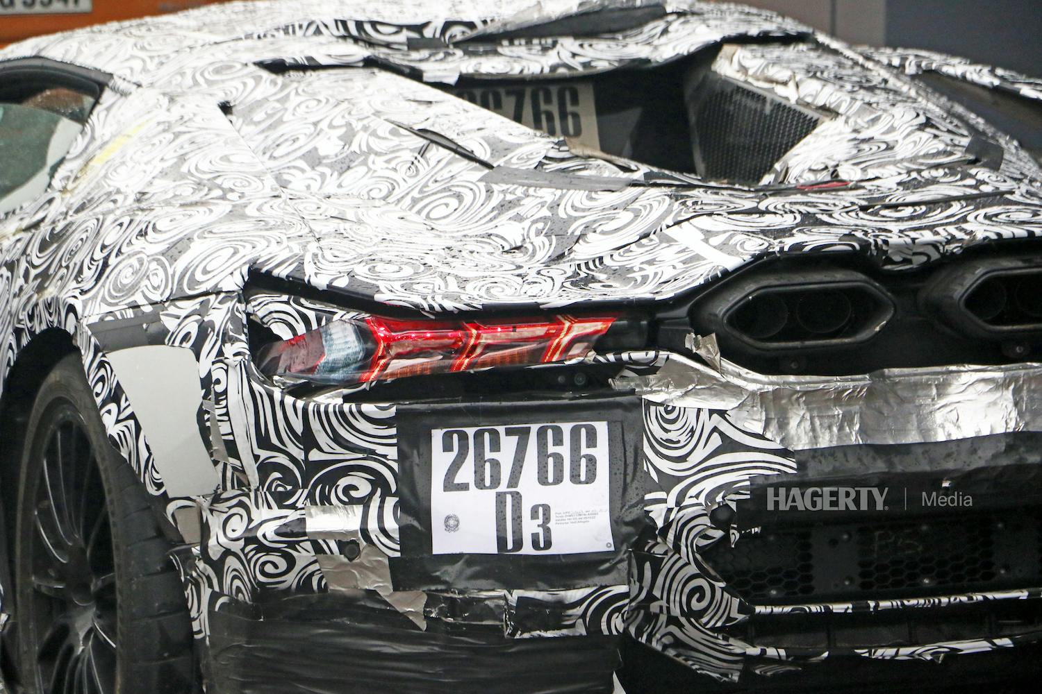 Lamborghini Aventador Successor Spy Shot rear taillight