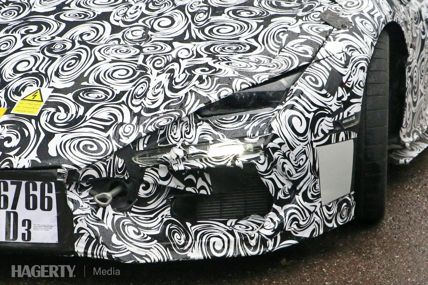 Lamborghini Aventador Successor Spy Shot front headlight