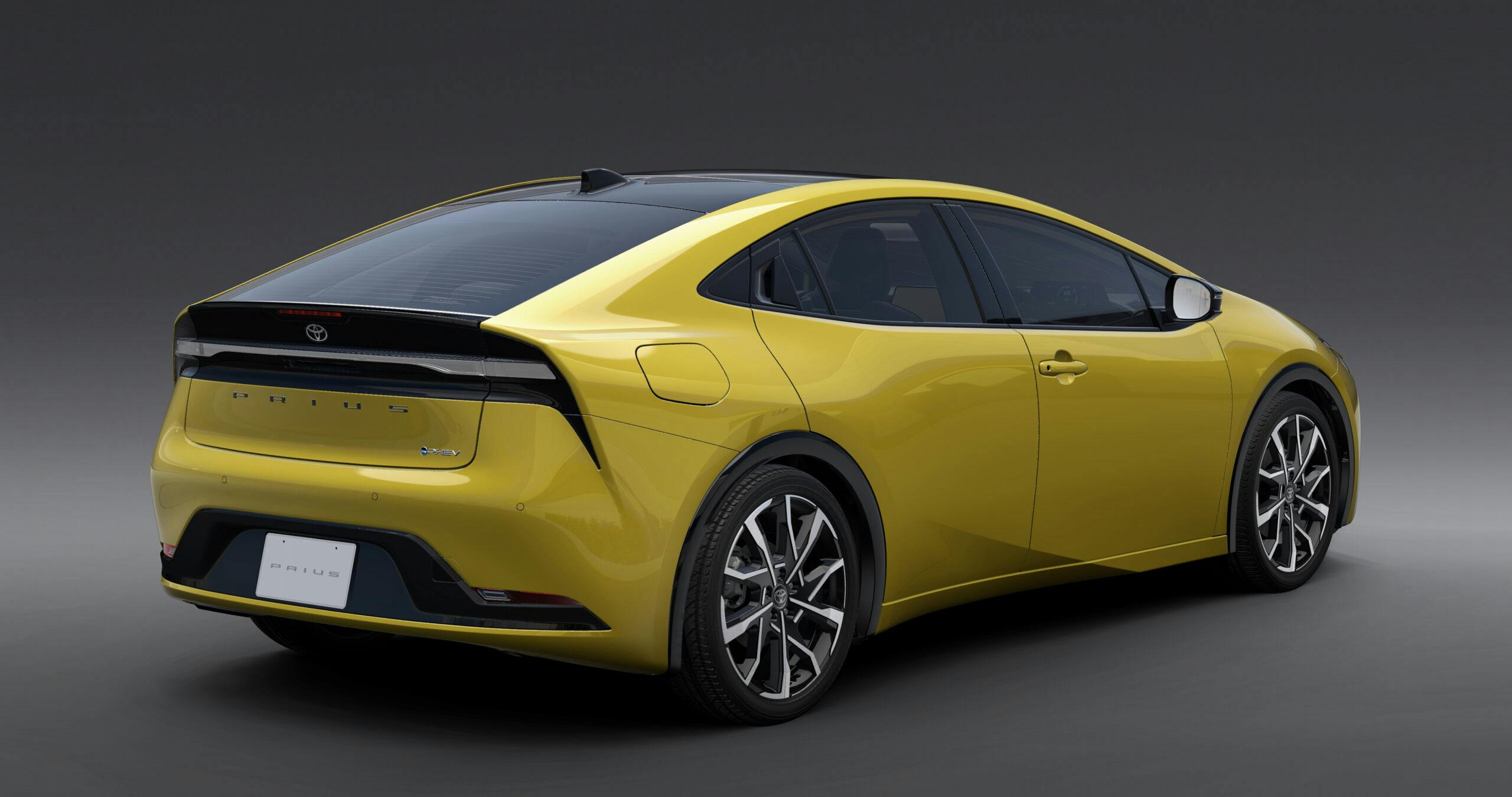 New Prius Prototype yellow rear three-quarter