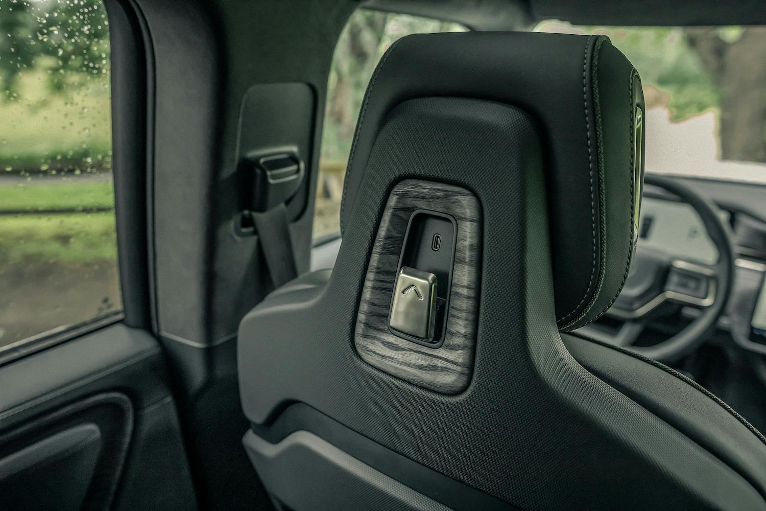 Rivian R1S interior seatback detail
