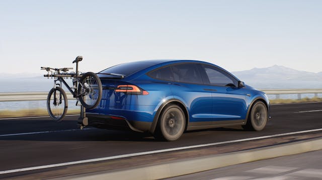 Tesla Model X rear driving action bike rack