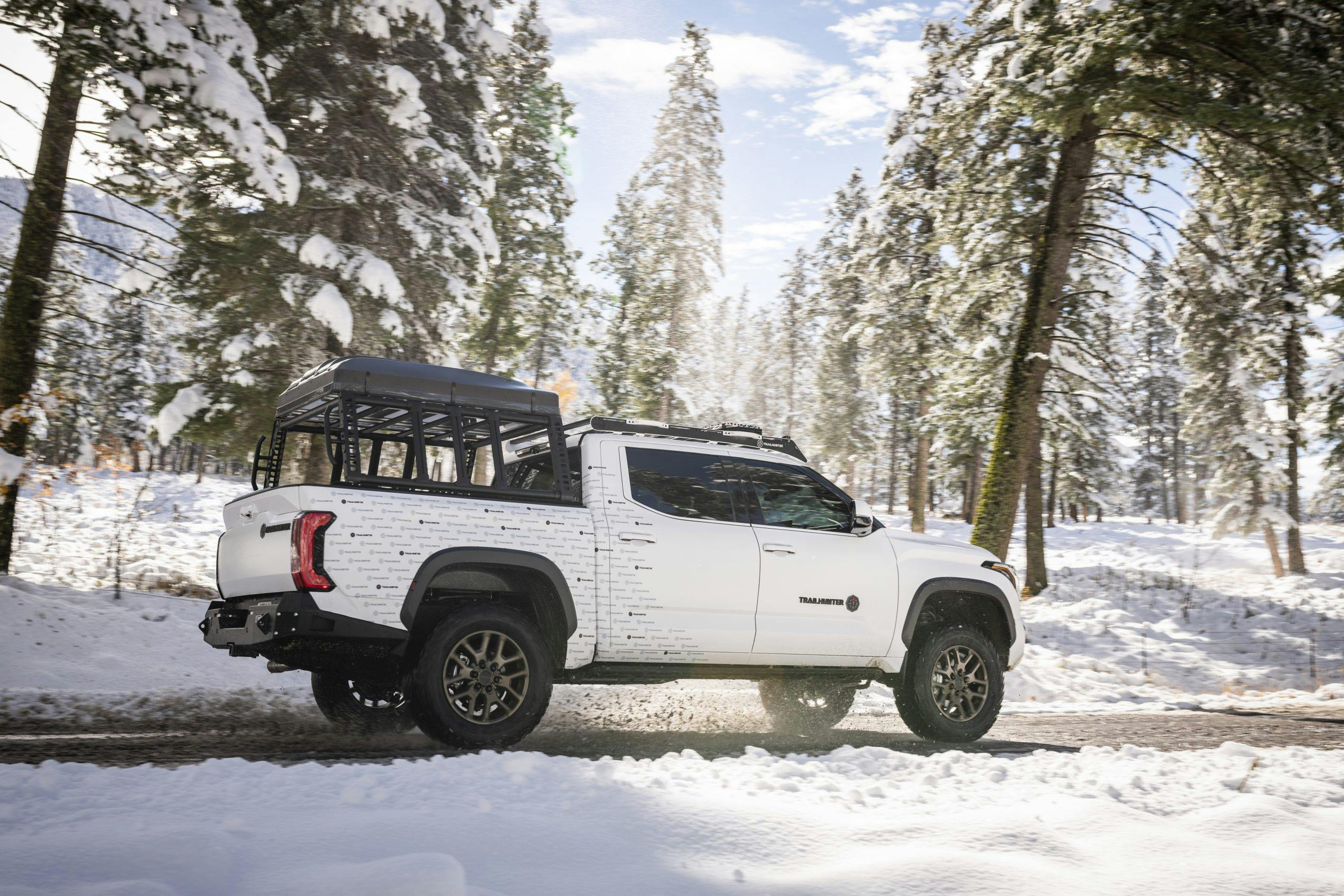 Toyota Trailhunter Concept exterior rear three quarter in snow