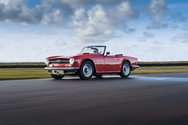 1972 Triumph TR6 front three-quarter track action