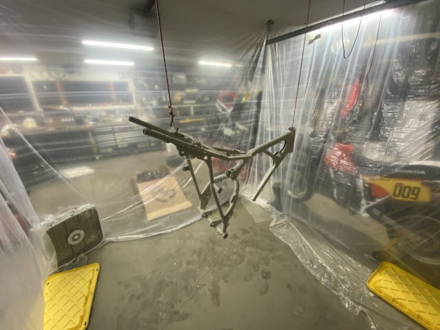 XR100 frame in paint booth