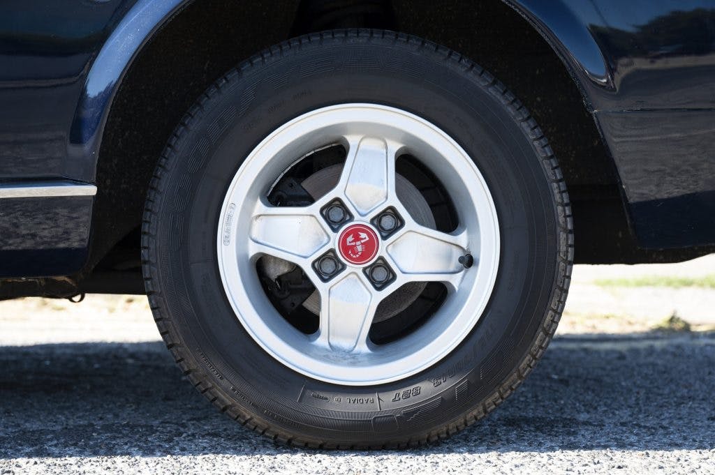 Fiat 124 Spider wheel tire closeup