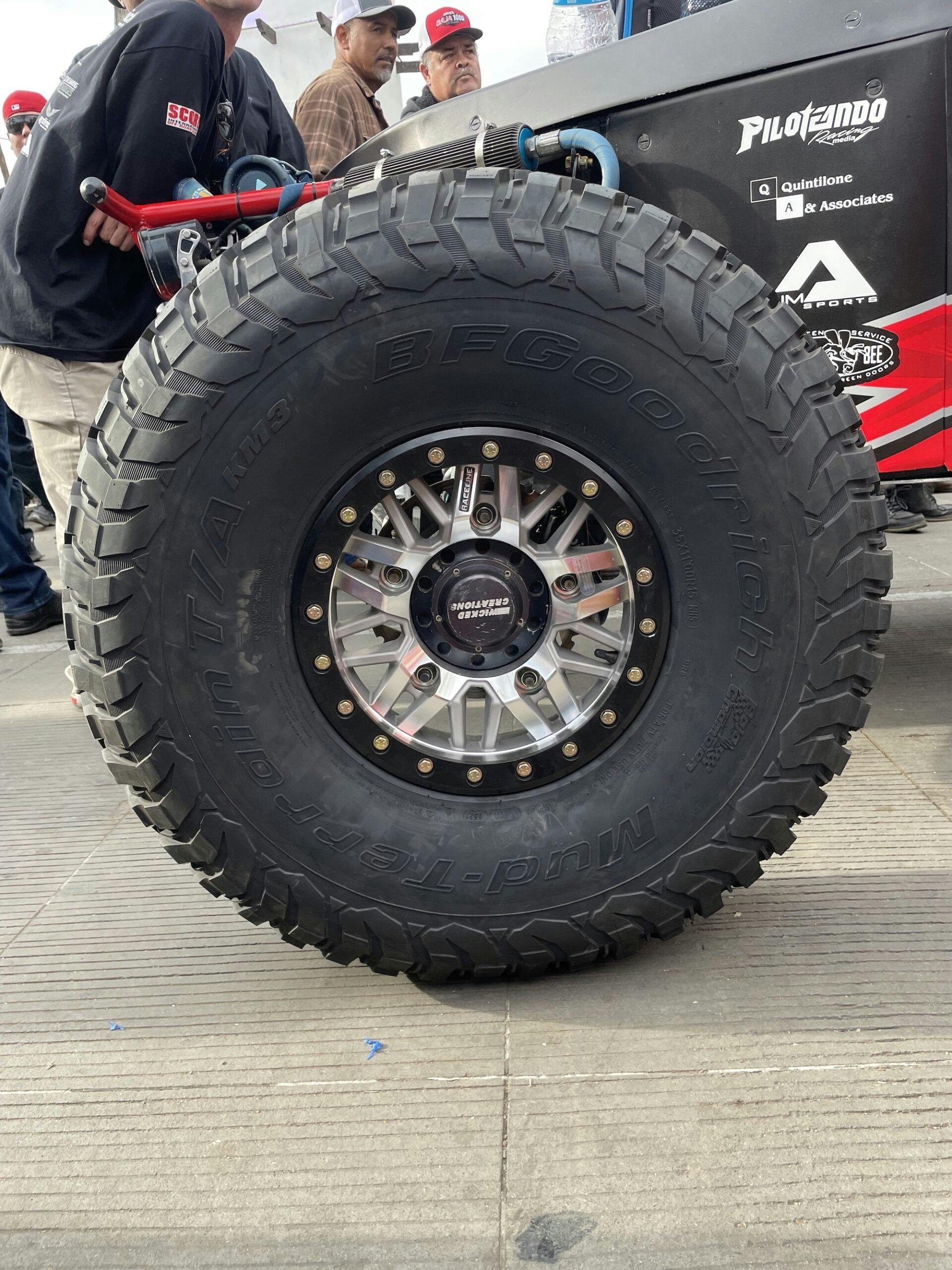 2022 Baja 1000 truck front wheel tire