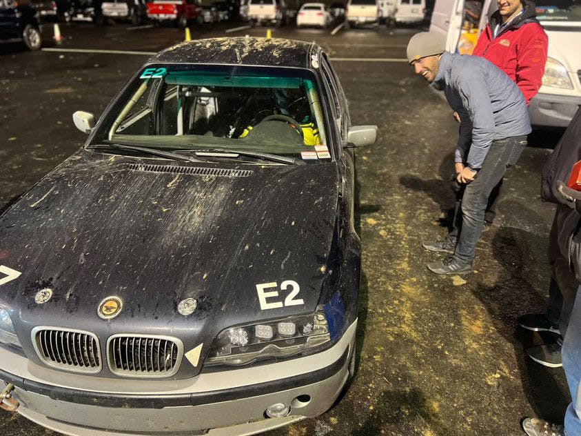 mud around BMW race car