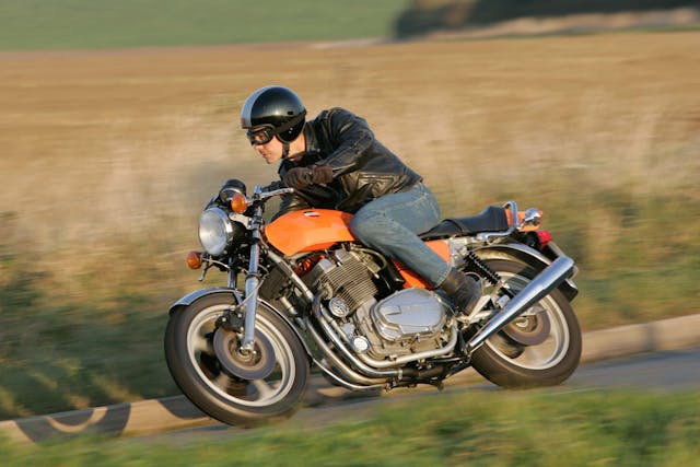 Laverda Jota motorcycle lean action