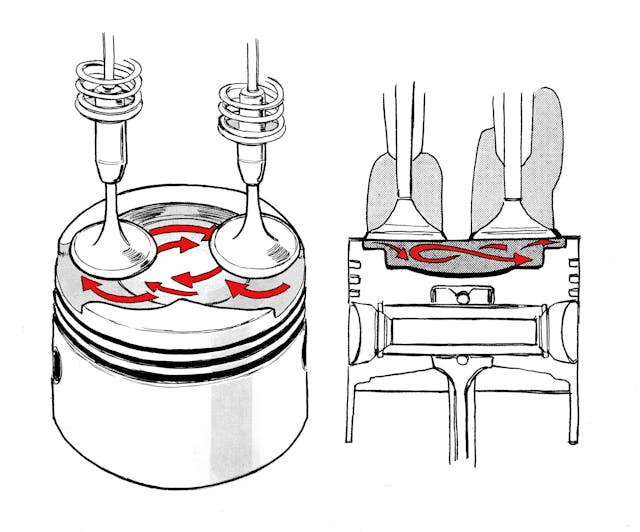 Morini Heron Engine piston valve detail illustration