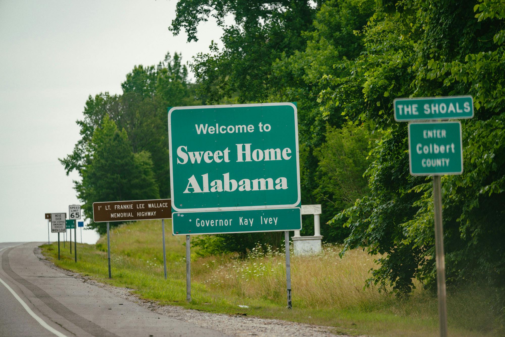 Sweet Home Alabama welcome road sign