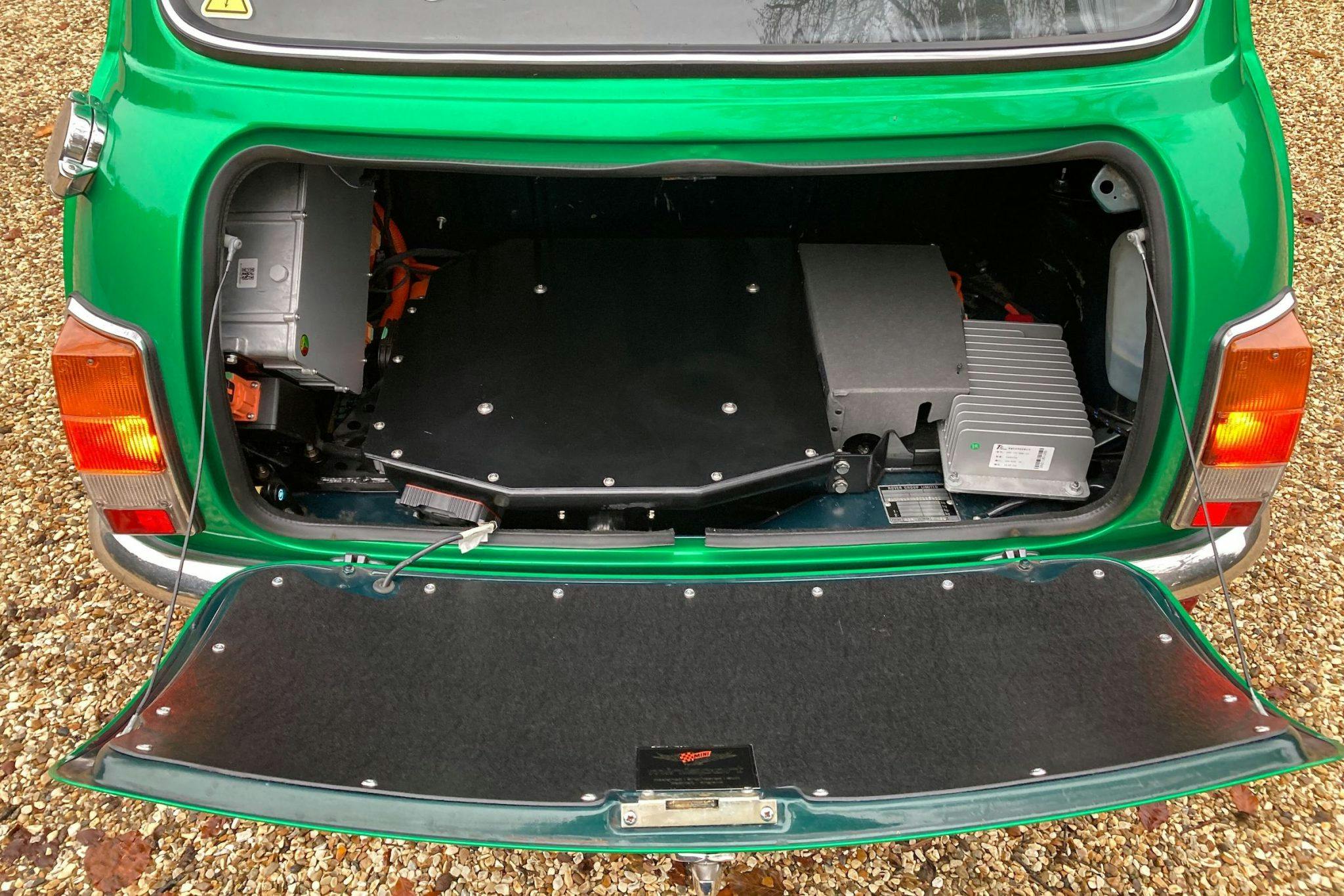 Recharged Mini EV rear hatch electric components