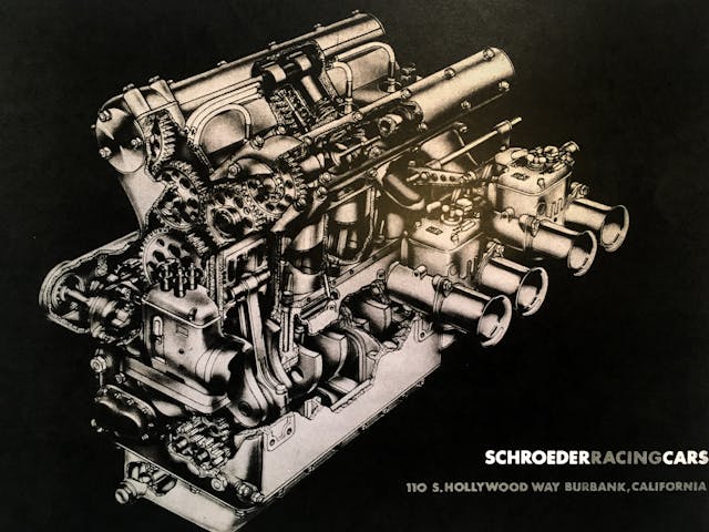Schroeder racing cars engine graphic burbank california