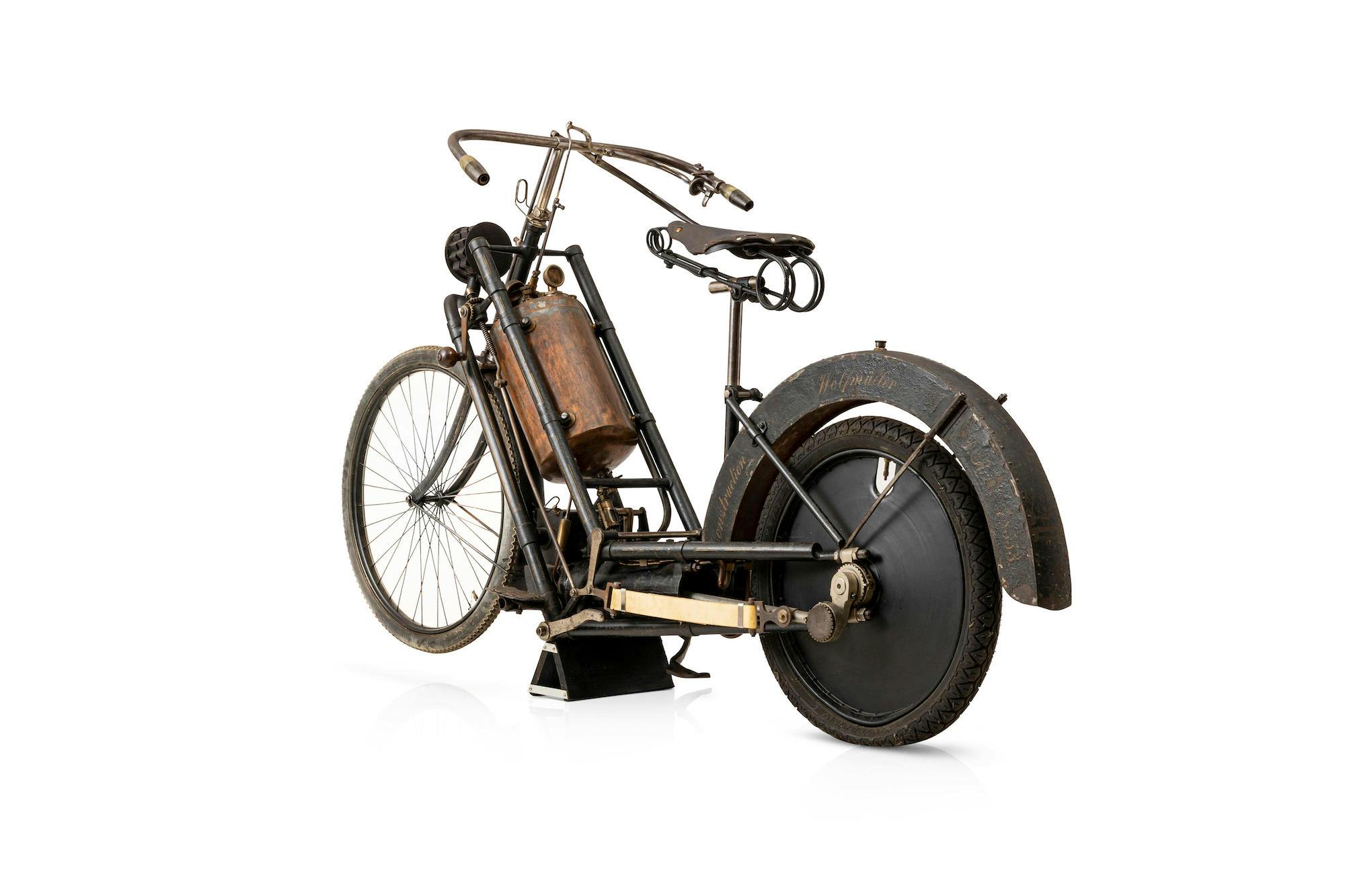 1894 Hildebrand Wolfmuller Vintage Motorcycle rear