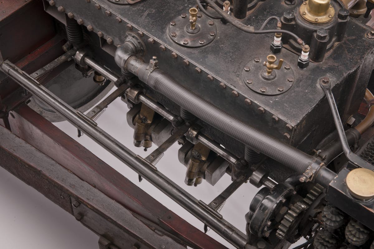 Ford 999 vintage race car engine closeup