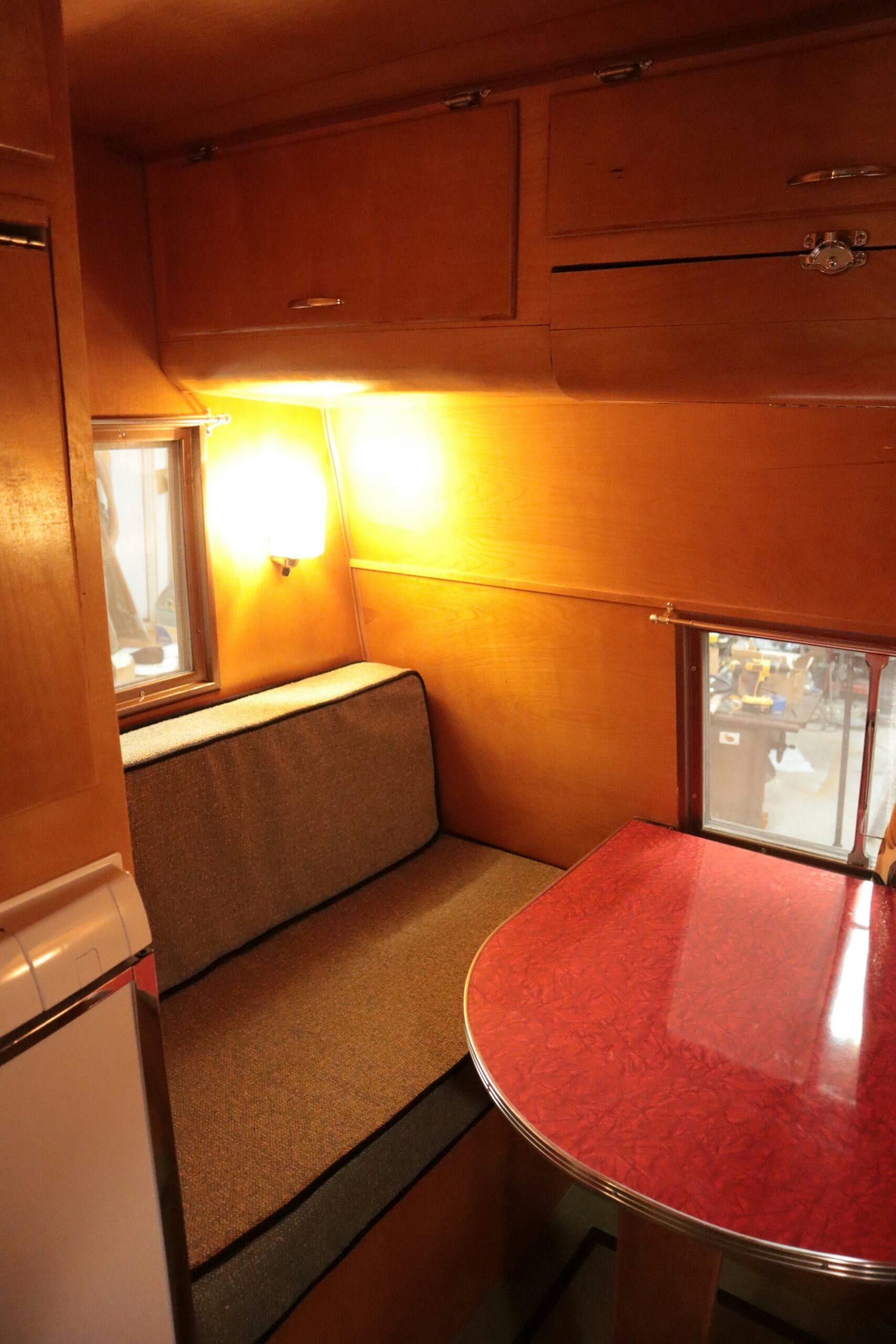 1956 Little Gem camper trailer interior bench seat vertical