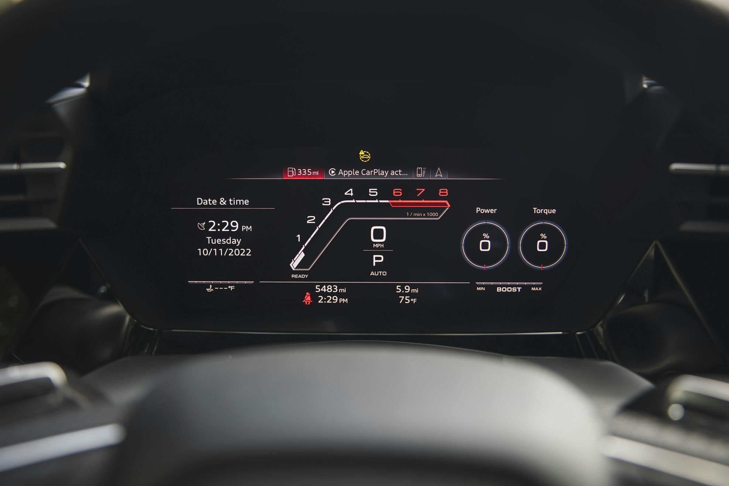 2022 Audi RS 3 interior digital dash tach