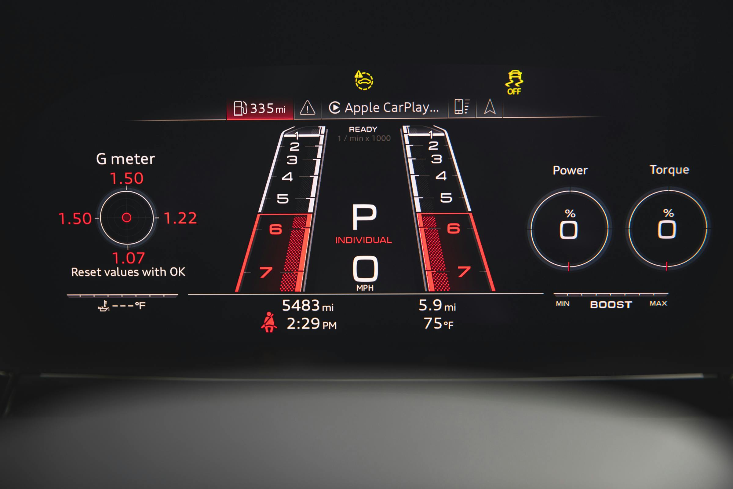 2022 Audi RS 3 interior digital dash driving dynamics menu