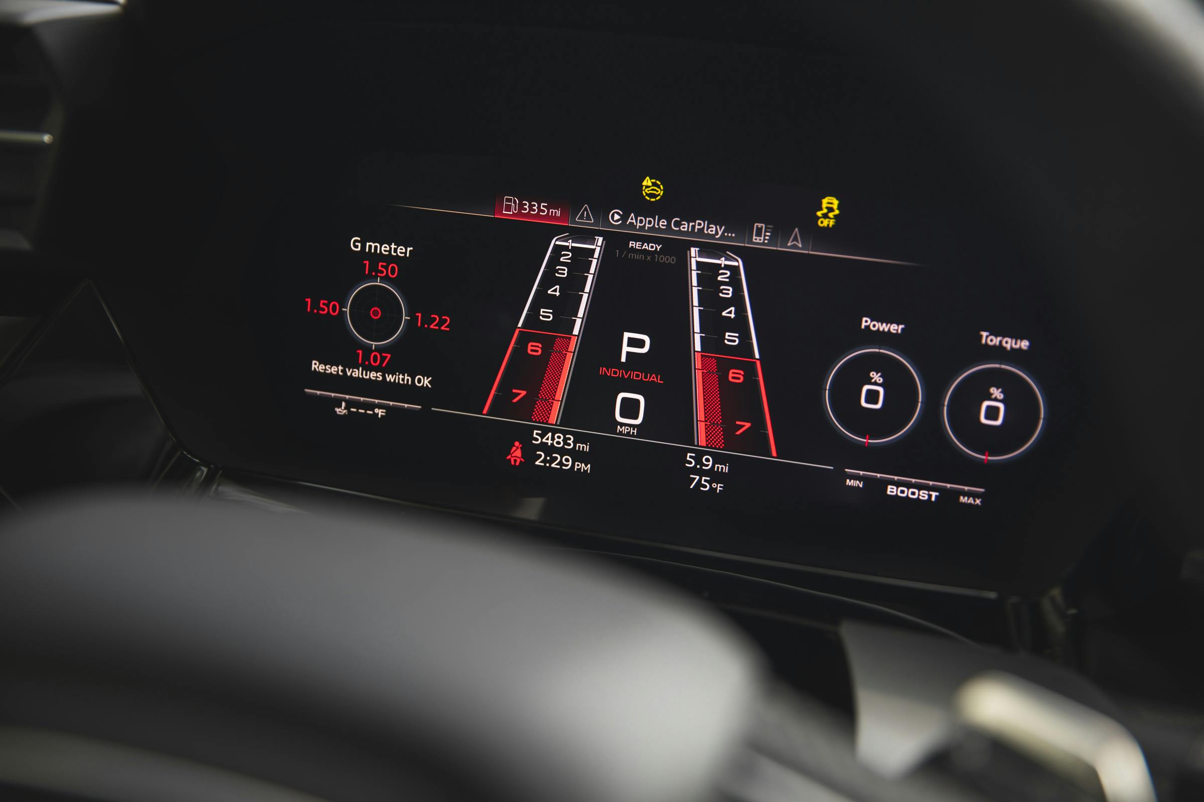 2022 Audi RS 3 interior digital dash driving dynamics menu