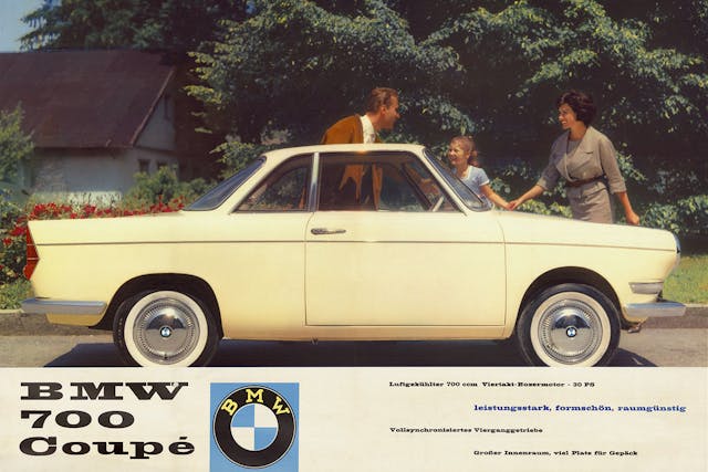 BMW 700 Coupe white vintage ad