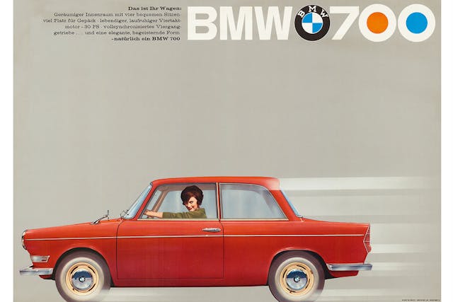 BMW 700 Saloon red vintage ad