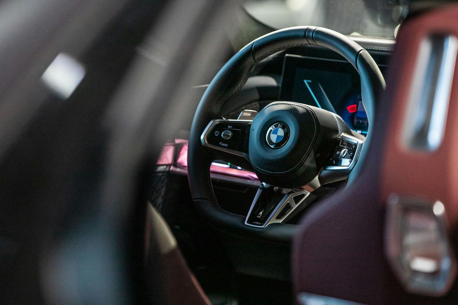 BMW 760i Euro Model interior steering wheel showroom