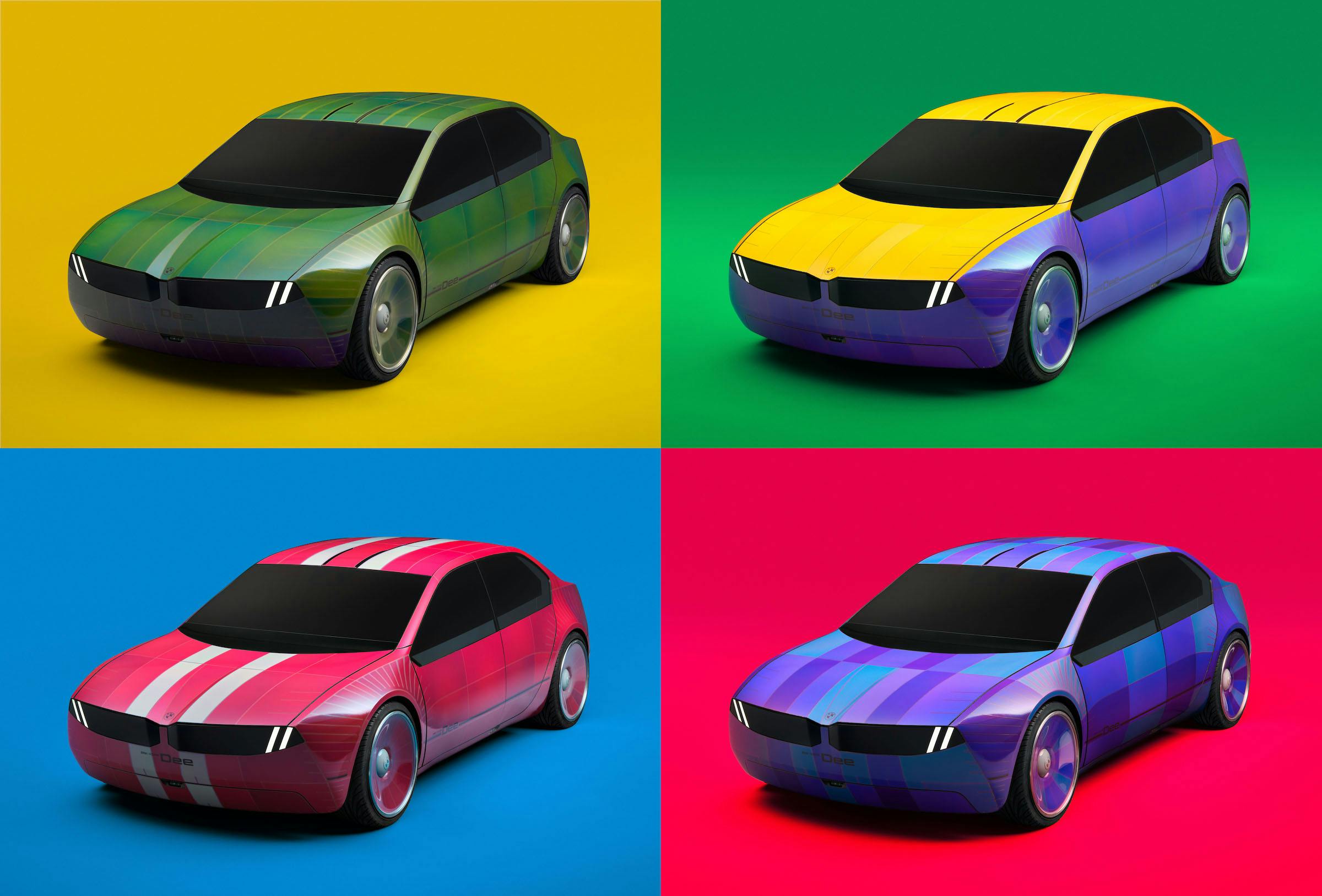 BMW Futuristic Generation Cars Rendering pop color palette