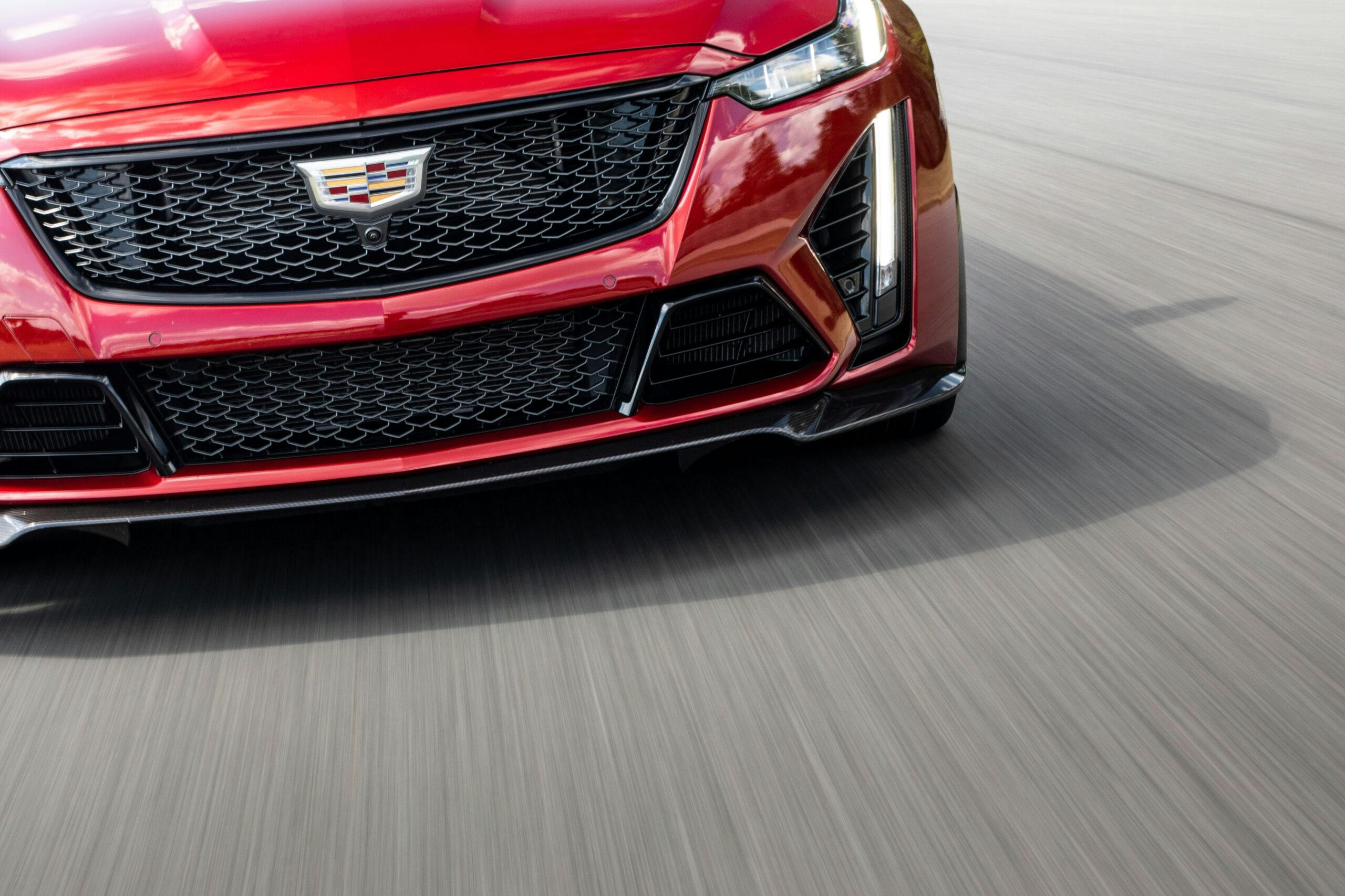 2023 Cadillac CT5-V front grille track driving action