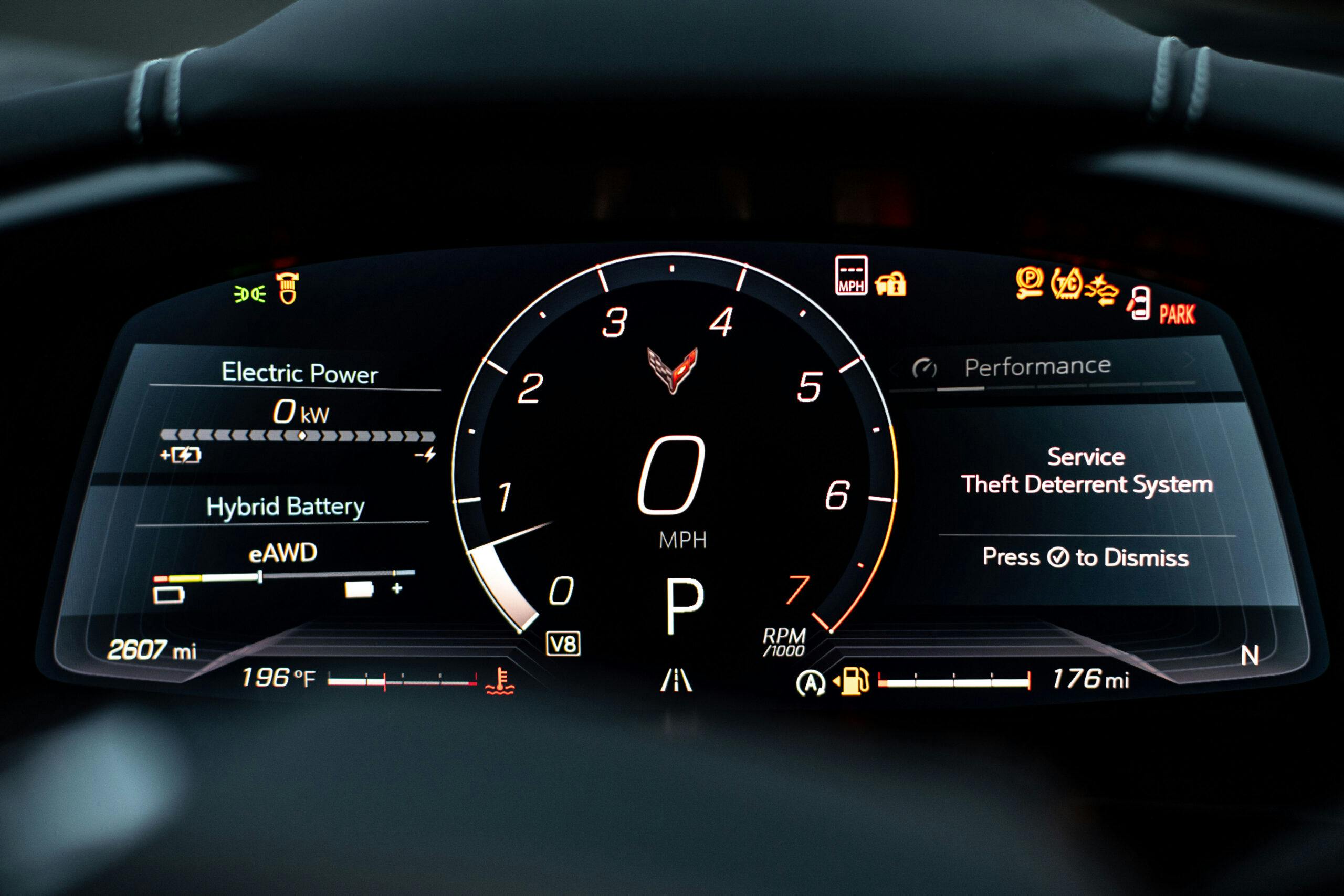 New Corvette E-Ray hybrid interior digital dash