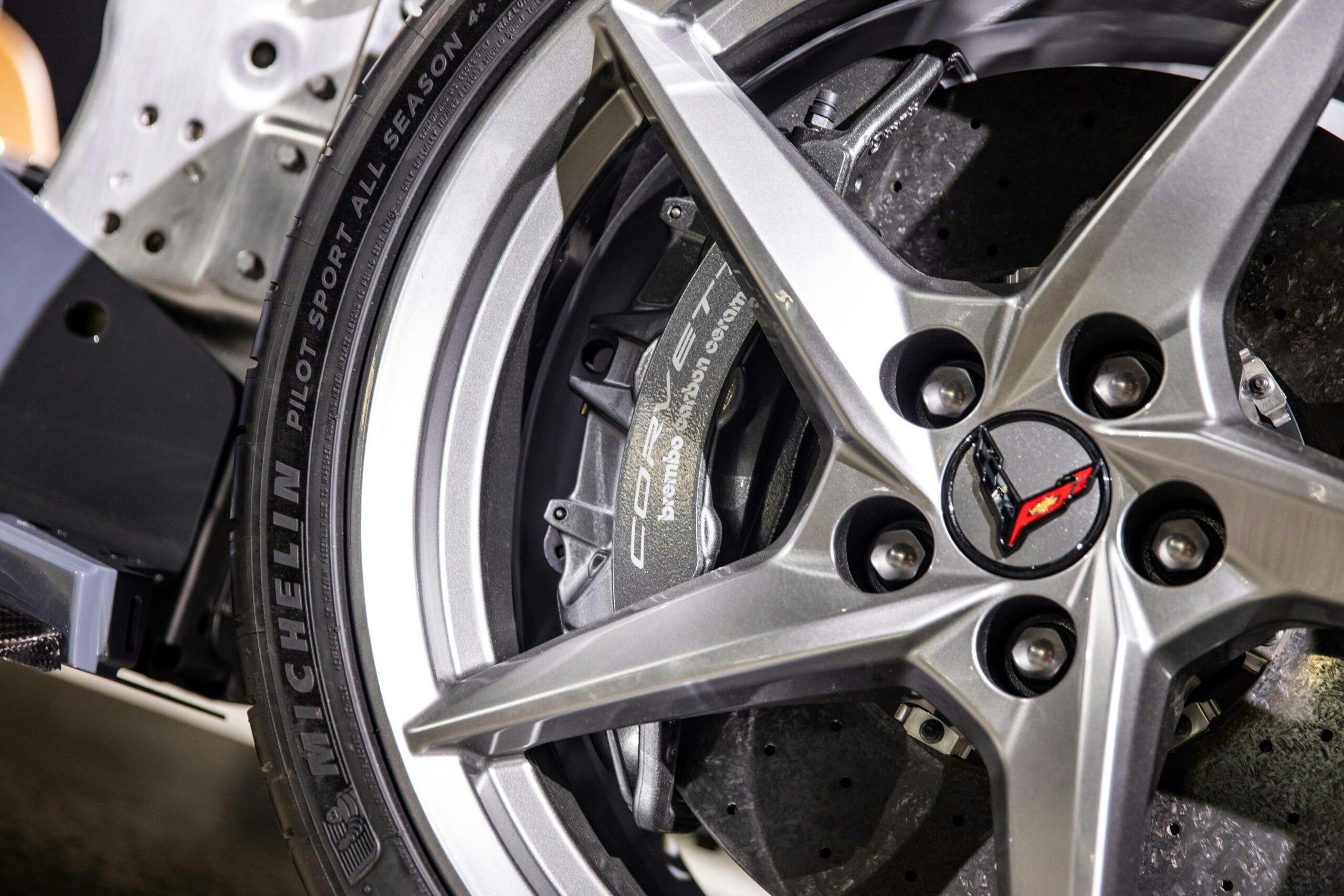 New Corvette E-Ray hybrid brake closeup