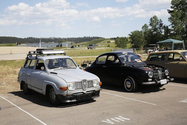 Saab parking lot vintage cars