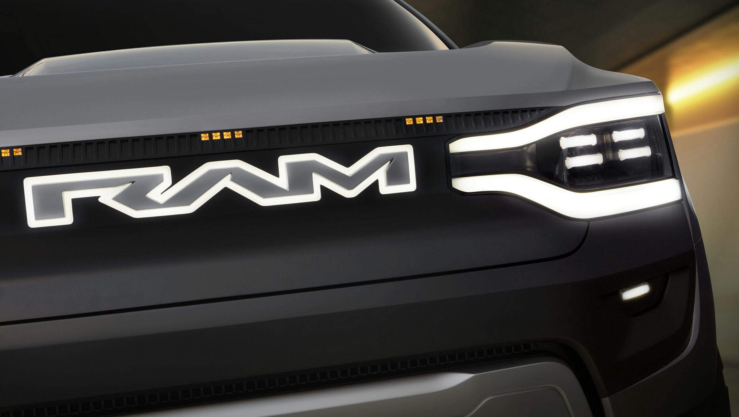 Ram 1500 Revolution Battery-electric Vehicle BEV Concept grille, badging and tuning fork headlight