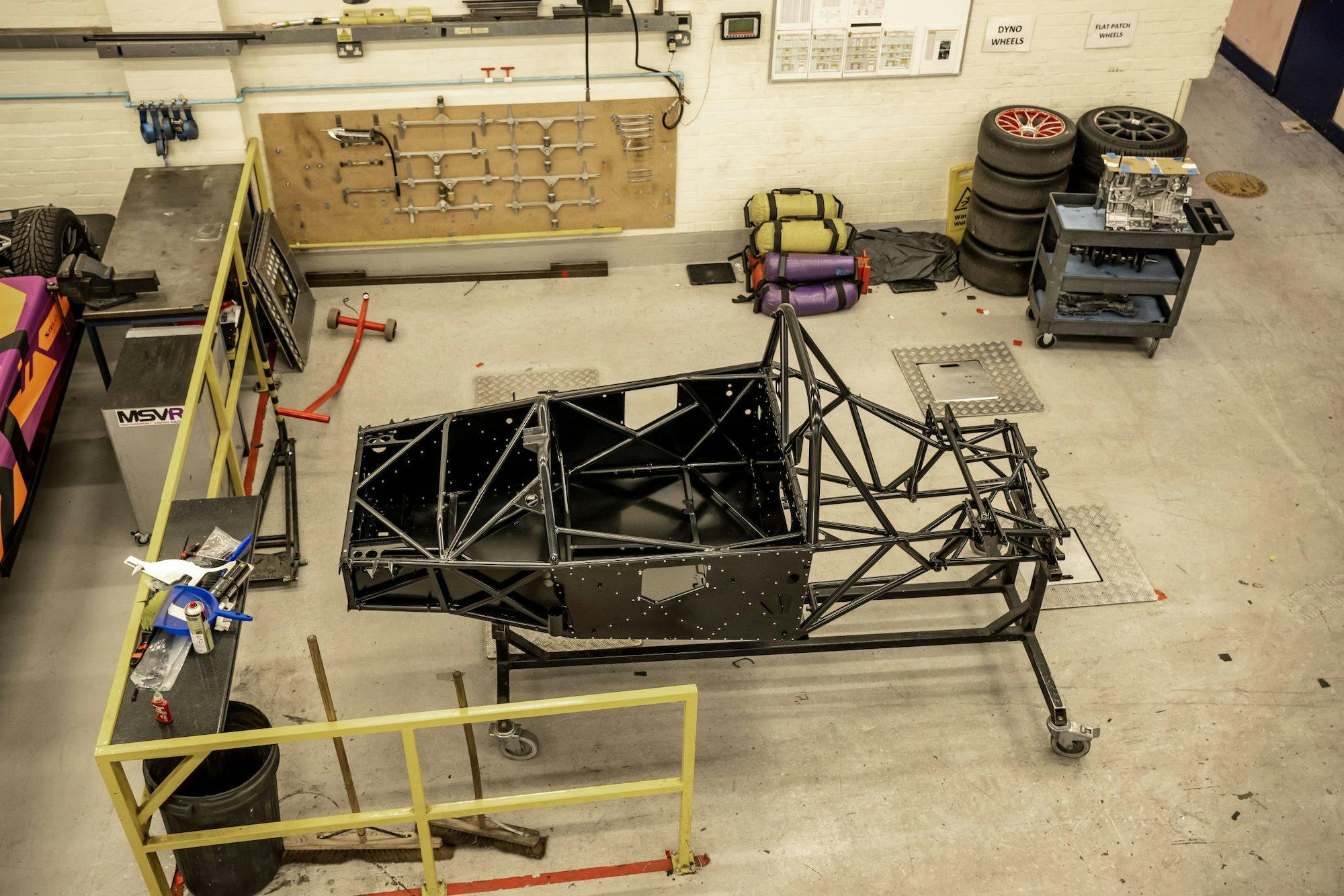 Radical Motorsport high angle frame in progress