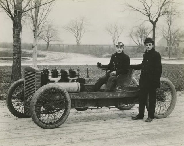 Henry Ford and Barney Oldfield with 999 race car