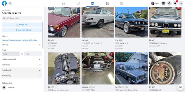 Facebook marketplace classic BMW listings